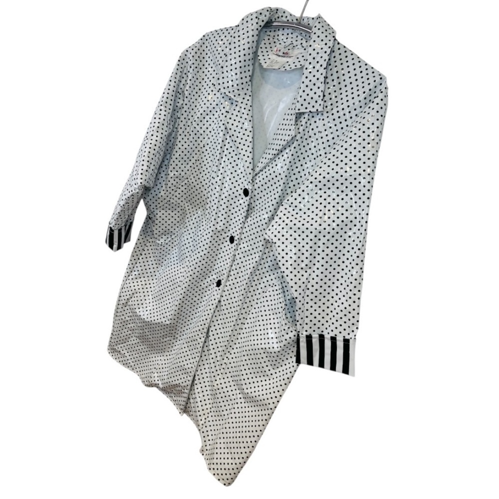 VINTAGE Kenn Sporn for Wippette Black and White Polka Dot Rain Coat Size Medium - Picture 6 of 9
